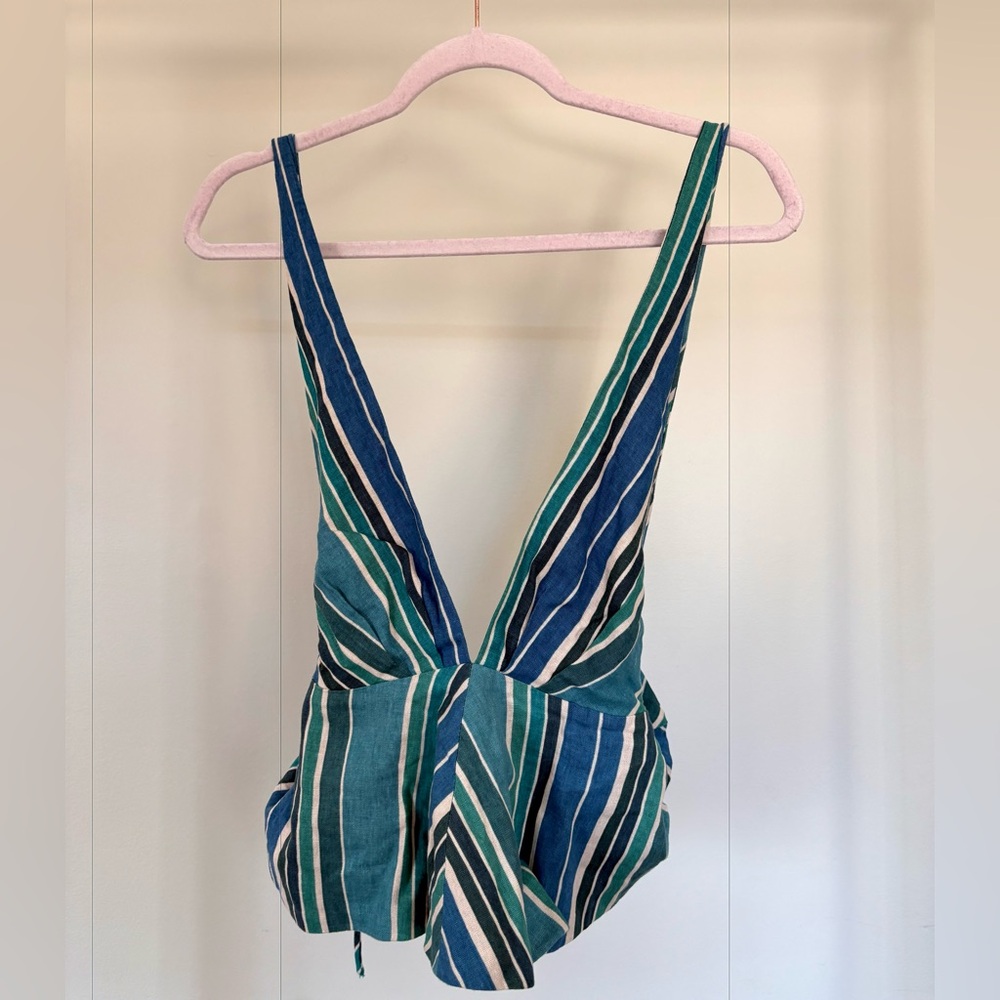 Zara Blue and Green Striped Top